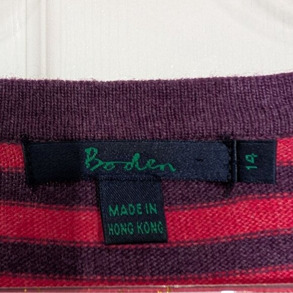Boden Stripe Cardigan Womens Size 10 UK 14 Pink Purple Cashmere Angora Knit - Picture 4 of 9